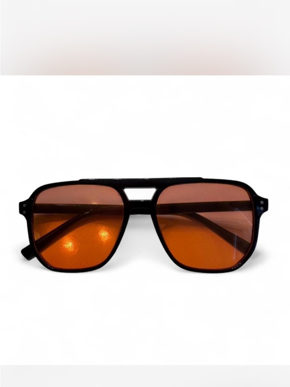 Black Aviator Sunglasses with Amber Lenses